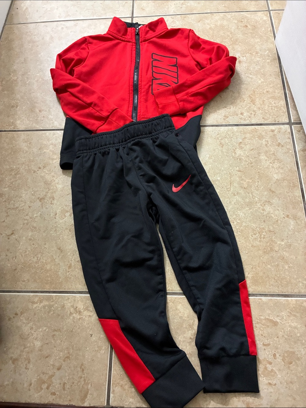 Nike Red and Black Kids Zip Jacket & Joggers Set
